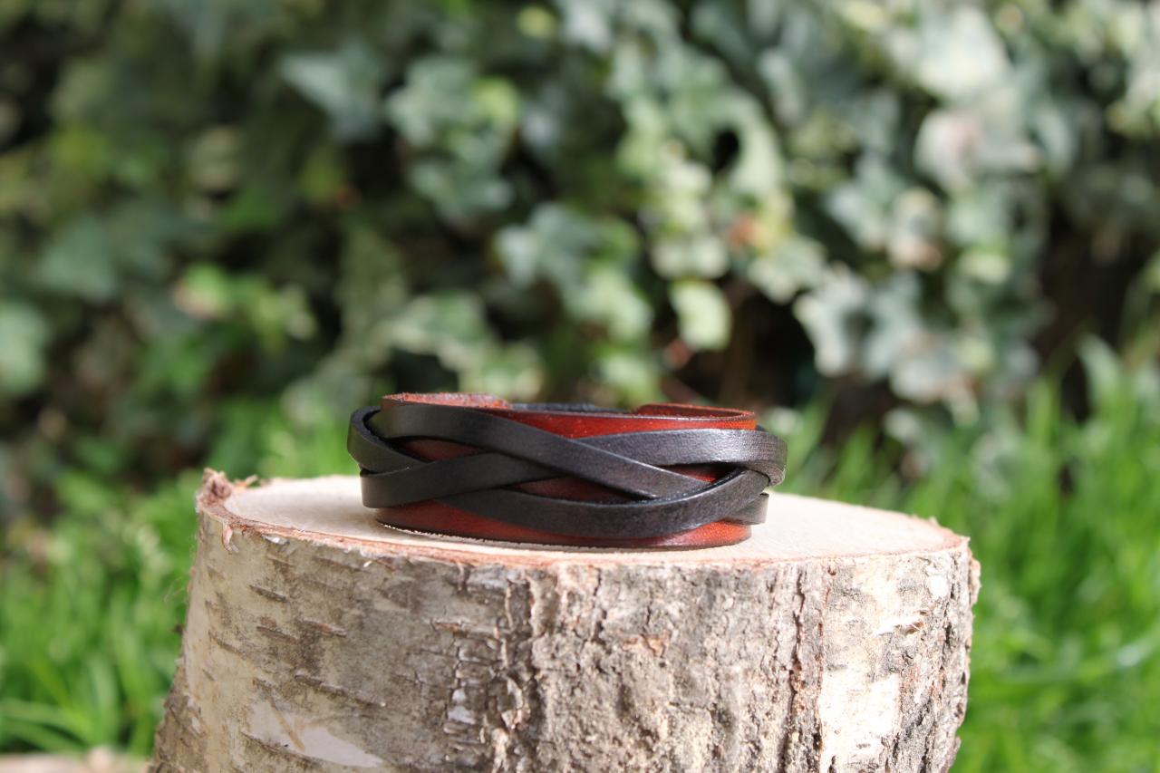 bracelet tresse en cuir